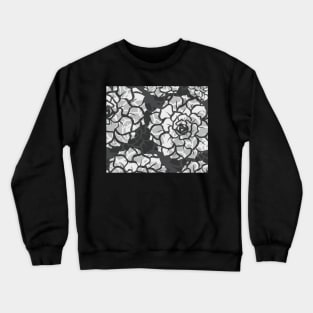 Black and White and Gray Translucent Succulents - Digitally Illustrated Flower Pattern for Home Decor, Clothing Fabric, Curtains, Bedding, Pillows, Upholstery, Phone Cases and Stationary Crewneck Sweatshirt